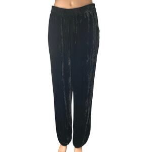 Elie Tahari Black Velvet Velour High Waisted Tapered Trousers Joggers Pants Sz M